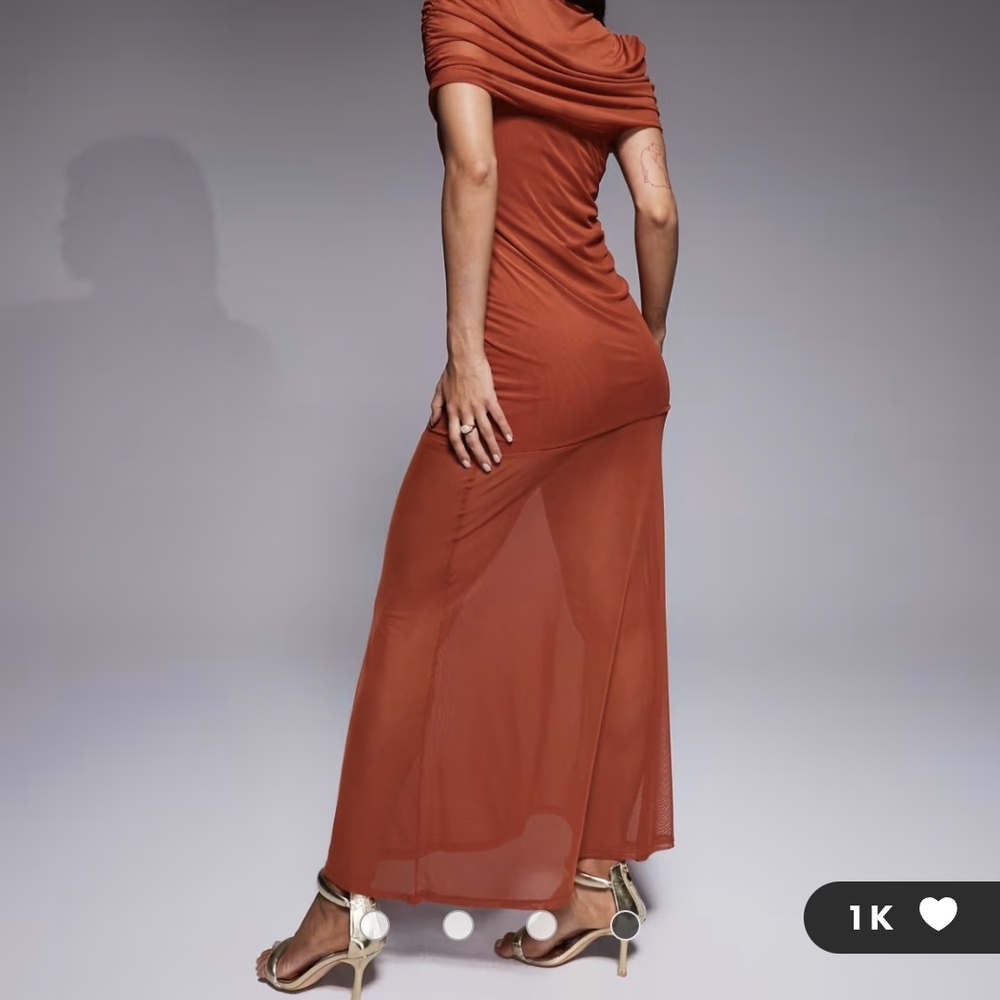 ASOS One Shoulder Rust Dress - Picture 2 of 4